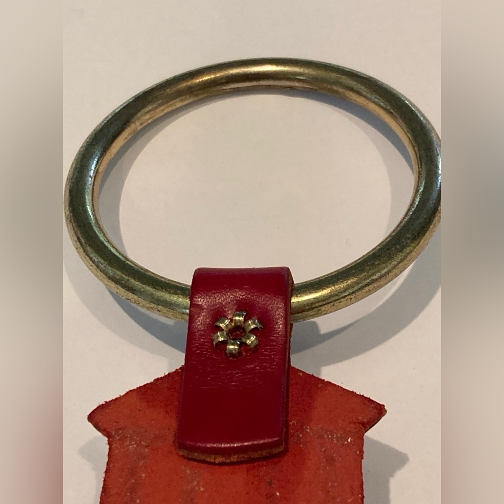 Red Leather Lighthouse Keychain with Brass Bells Door Chime Cottage Core Decor - Picture 8 of 11